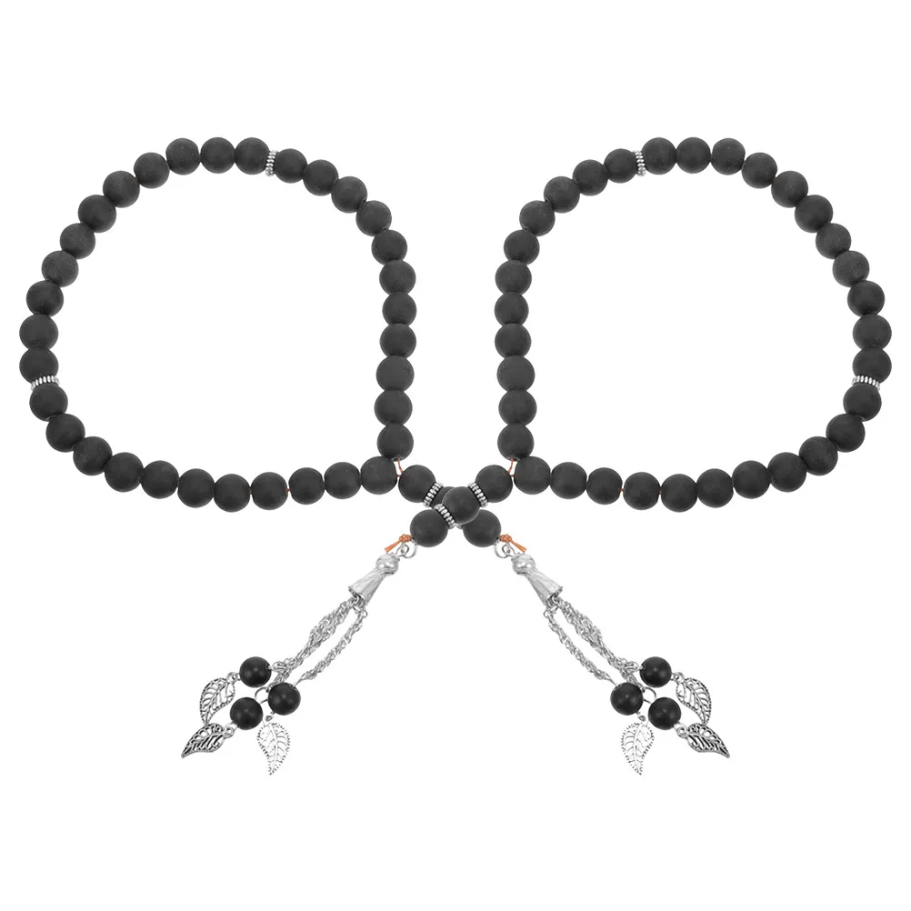 

2Pcs Muslim Rosary Beads Prayer Bracelet Islamic Religious Beads Chain Portable Wrist Prayer Accessories Men Women