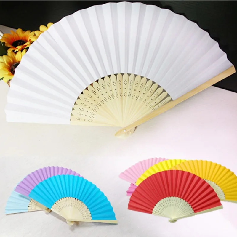 1-50pcs DIY Paper Bamboo Folding Fan Adults Children's Calligraphy Painting Practice Blank White Wedding Gifts