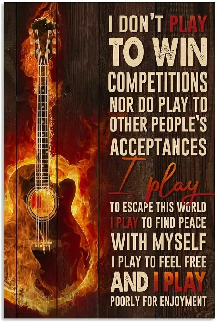 Metal Tin Retro Sign I Don'T Play To Win Guitar Home Poster Thanksgiving 8x12 inch