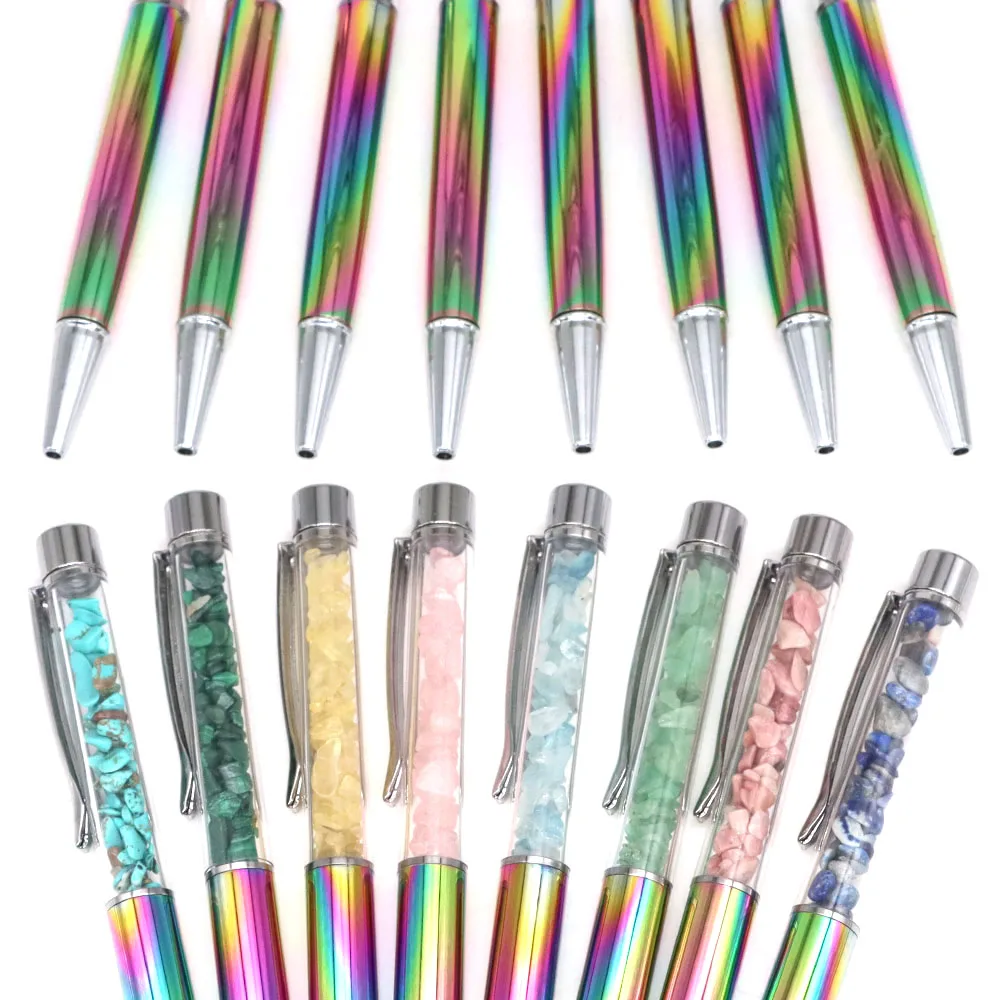 

Crystal Ballpoint Pens Natural Stones Reiki Healing Mini Gravels Energy Gems Fashion Creative Ballpen Stationery Office Business