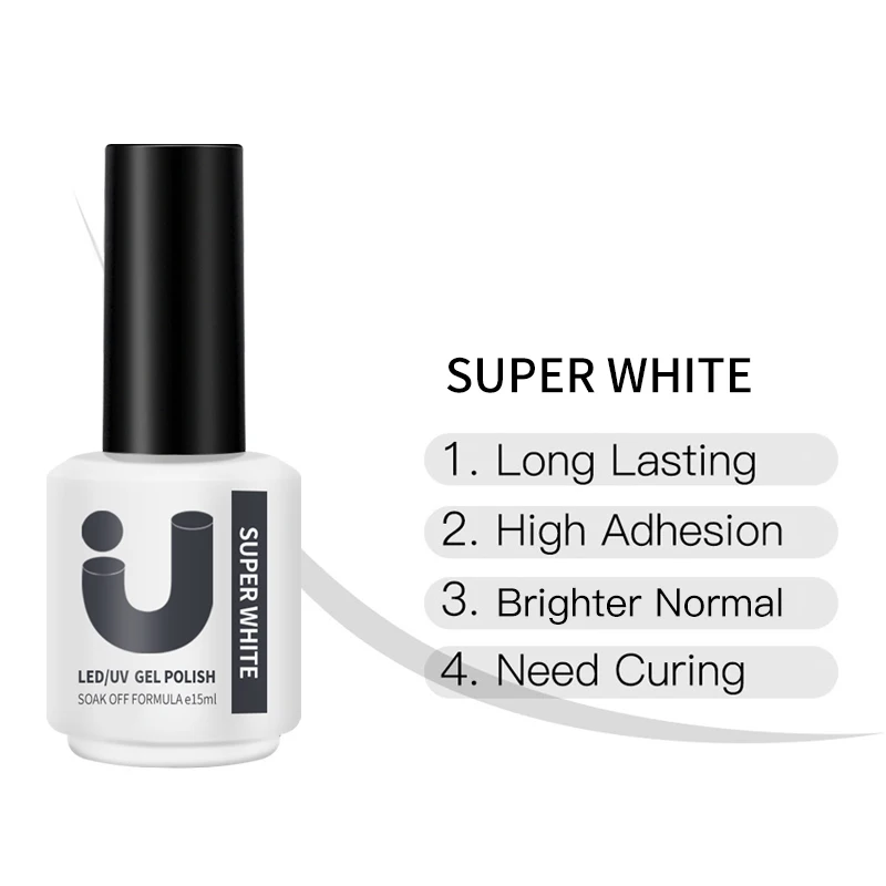 Super White Gel Nail Polish 15ml Semi-permanent Super Black Varnishes uv led Basis Colors Gel Polish Manicure Classic Gellac