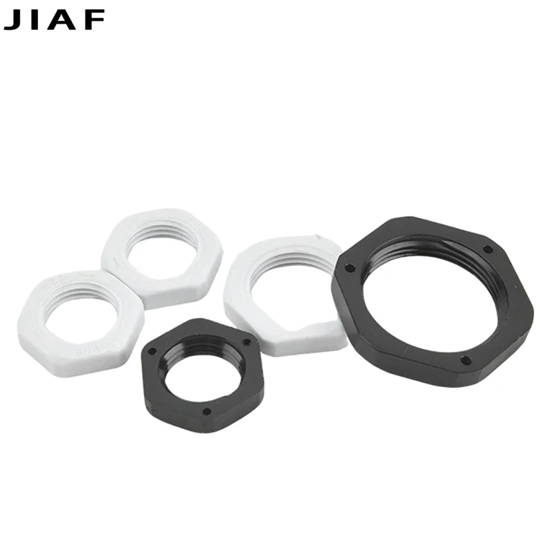 PG9-PG19 Plastic Hex Nut Black Nylon Hexagon Nut Metric Thread Cable Gland Lock Nut PG9 PG11 PG13.5 PG16 PG19