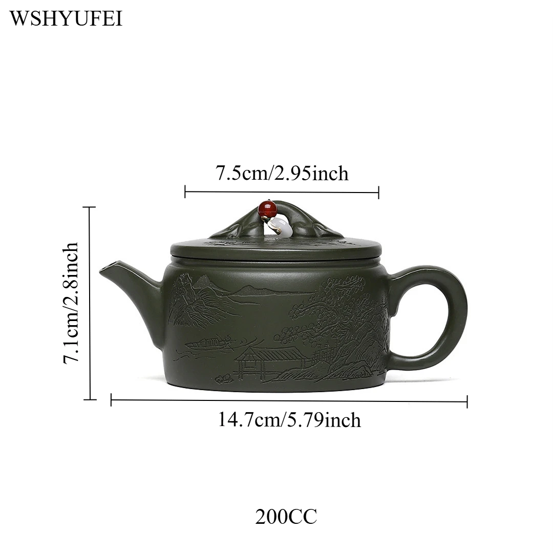 14.7x7.1cm/220cc handmade purple clay teapot original mineral green mud Zen tea pot Kung Fu tea set chinese tea pot 10 holes