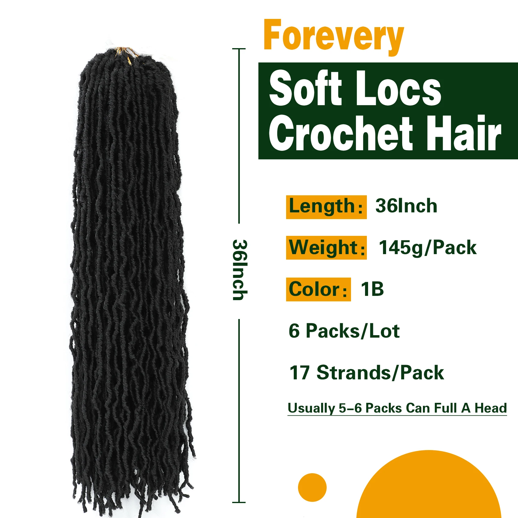 Forevery 36 Inch Soft Locs Crochet Hair Pre Looped 6 Packs Faux Locs Crochet Braids Goddess Locs Dreadlocs Hair For Black Women