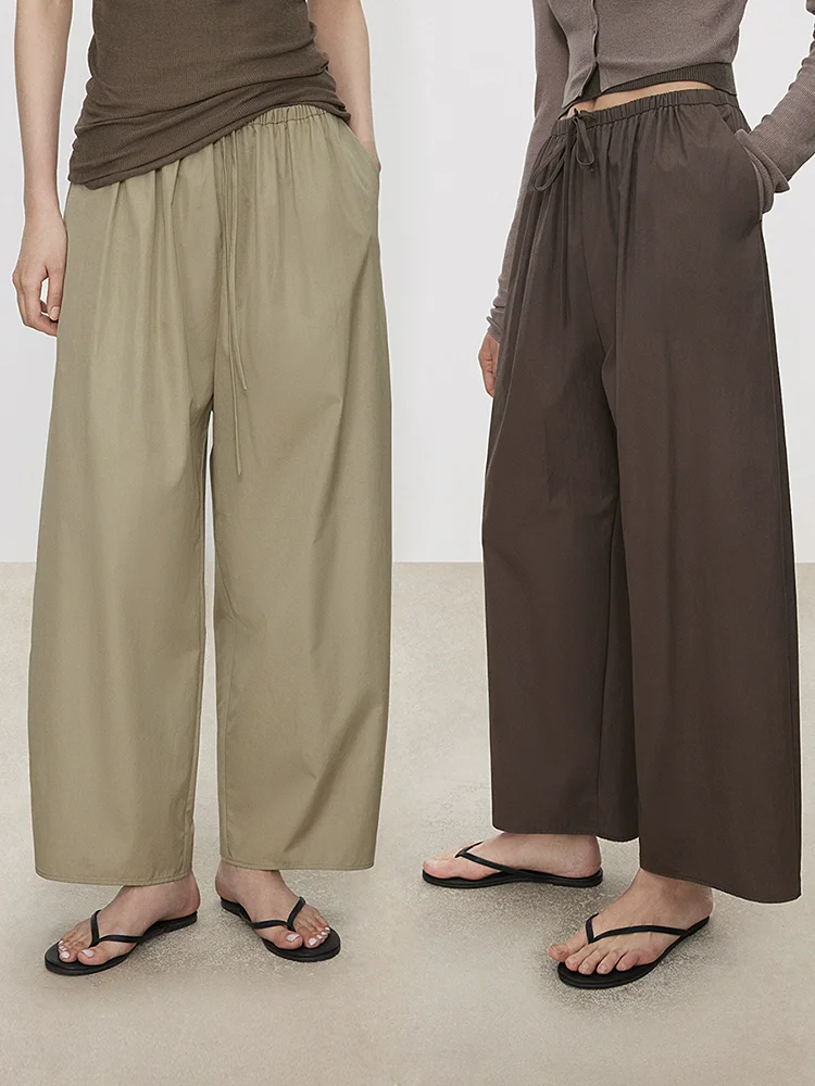 

Autumn 2025 New Sle Women's Casual Pants Elastic Waist Wide Leg Anti-Wrinkle Lightweight Versatile Cotton Balloon Pants