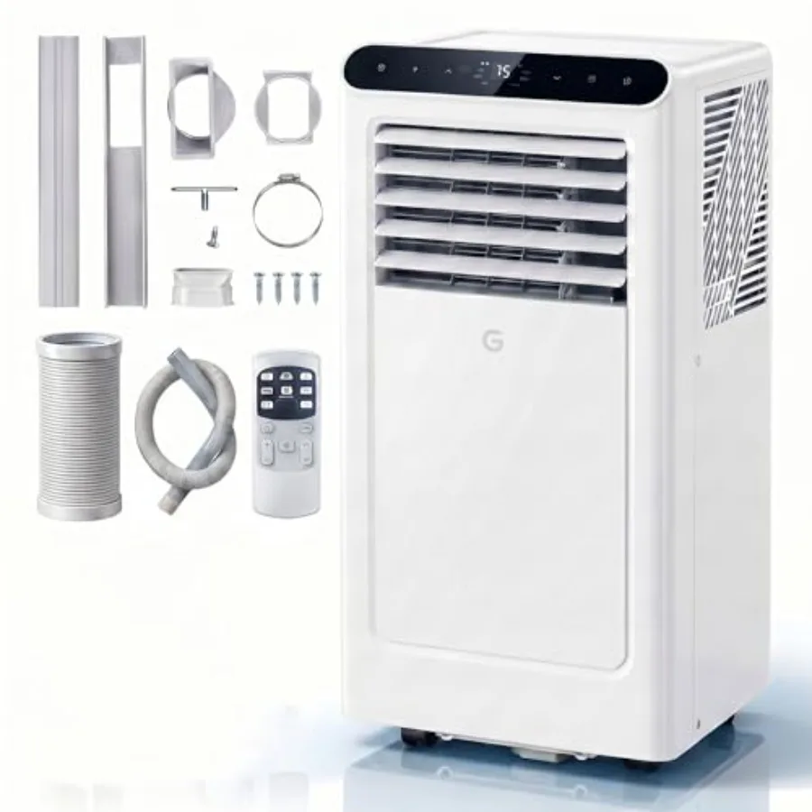 

Portable air conditioner for bedroom and office use, ABS plastic housing, white, 10000 BTU cooling capacity with 4-in-1 functio