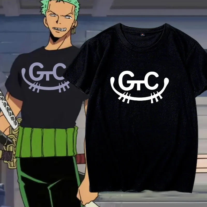 ONE PIECE tendencia de animación de sangre caliente manga corta tendencia de moda para hombres marca calle suelta pareja Top ropa cómoda suelta