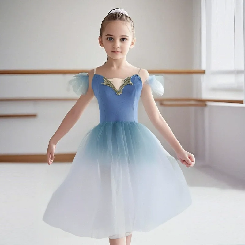 

Балетное платье для детей Жизель, профессиональное танцевальное платье для соревнований, сиреневая пышная юбка, длинное платье, балетный костюм для взрослых