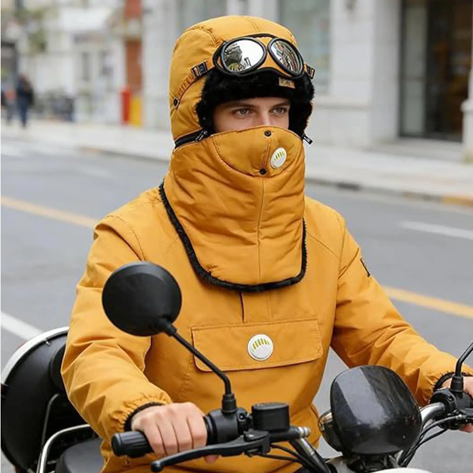 

Winter Men Women Trapper Aviator Trooper Earflap Warm Waterproof Ski Down Hat Bomber Cap Ear Protectors Hats with Glasses