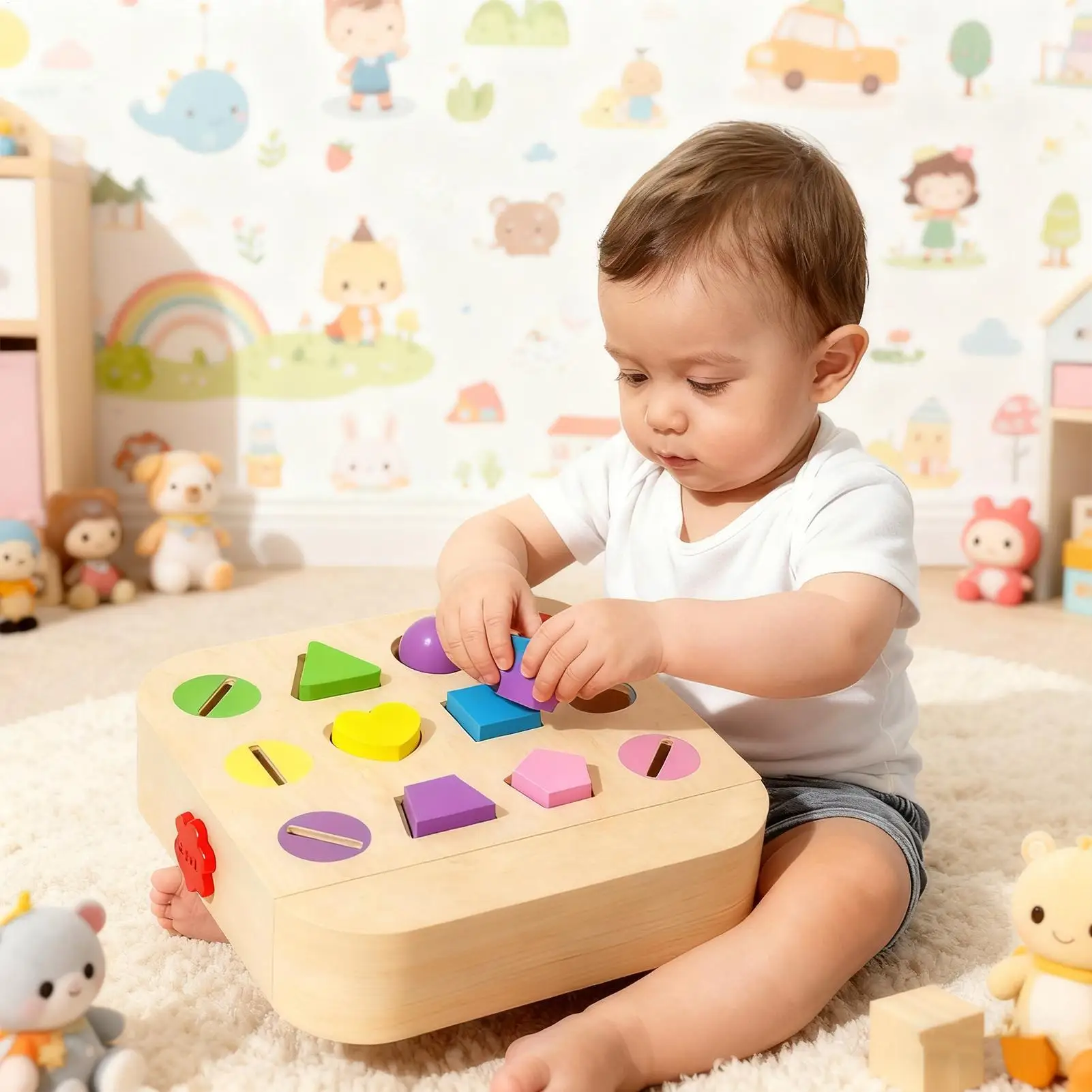 Selezionatore di forme Giocattolo educativo di abbinamento di forme in legno Giochi di smistamento dei colori per attività di apprendimento in età prescolare Neonata Bambino Ragazzo Bambino