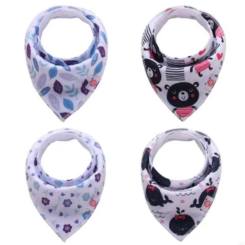 

E06F 4PCS Triangle Bibs Baby Nursing Bibs Saliva Towel Burp Cloths Toddler Neck Scarf