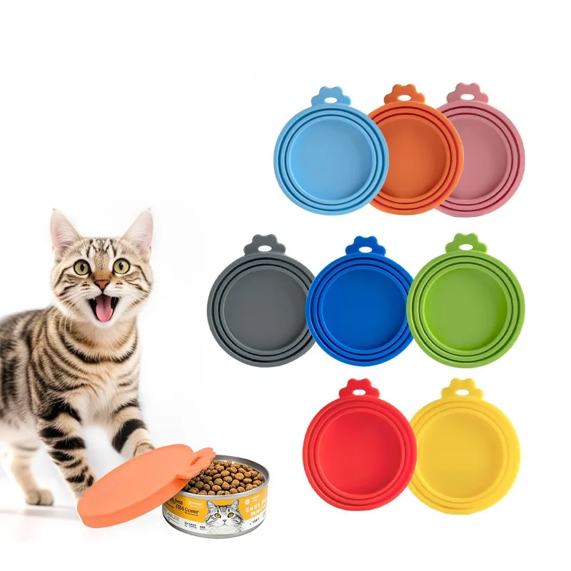 Silicone Pet Canister Lid for Cat and Dog Food Storage Three-in-one Silicone Sealing Cover for Food Preservation