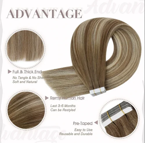 Imagen 2 del producto La cinta completa del brillo en el Balayage del cabello humano de Remy de las extensiones del cabello destaca el cabello natural para el salón