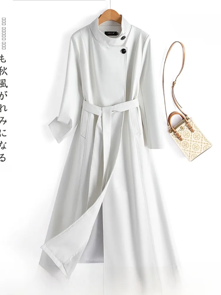 Nuovo Cappotto Lungo in Pelle di Pecora per Donna, Slim Fit Sopra il Ginocchio, Versione Coreana alla Moda, Giacca Antivento Autunno Inverno