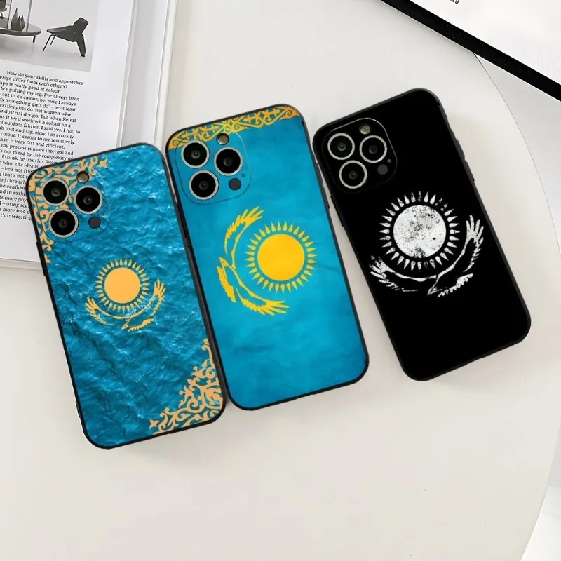 Kazakhstan Flag Phone Case For Iphone 12ProMax 15 11 13 14 Pro Xs Max Mini Xr X 7 8 6 6s Plus Fundas Cover