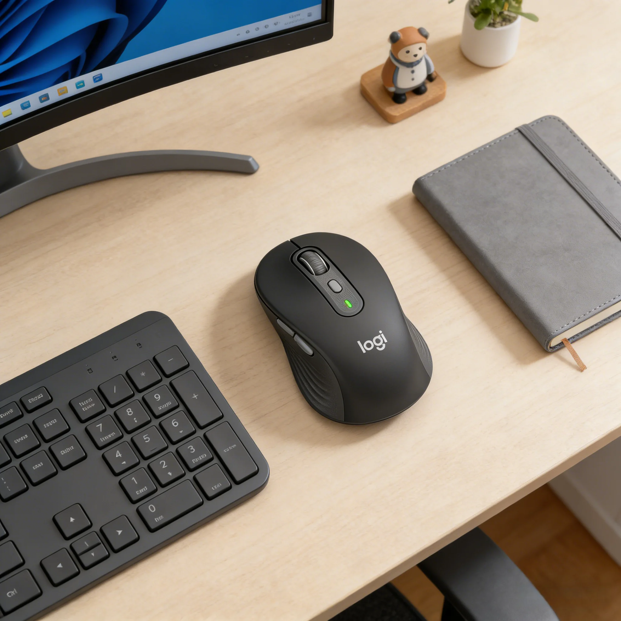 Logitech M750 Silent Touch Wireless Mouse Dual Mode Easy-Switch Up to 3 Devices Ergonomic for Home Office Business