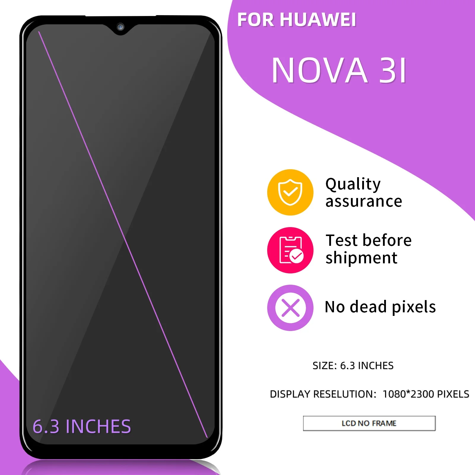 6.3 "per Huawei Nova 3 Nova 3i Display LCD Touch Screen sostituzione Digitizer Assembly per Huawei INE-LX2r INE-LX1r