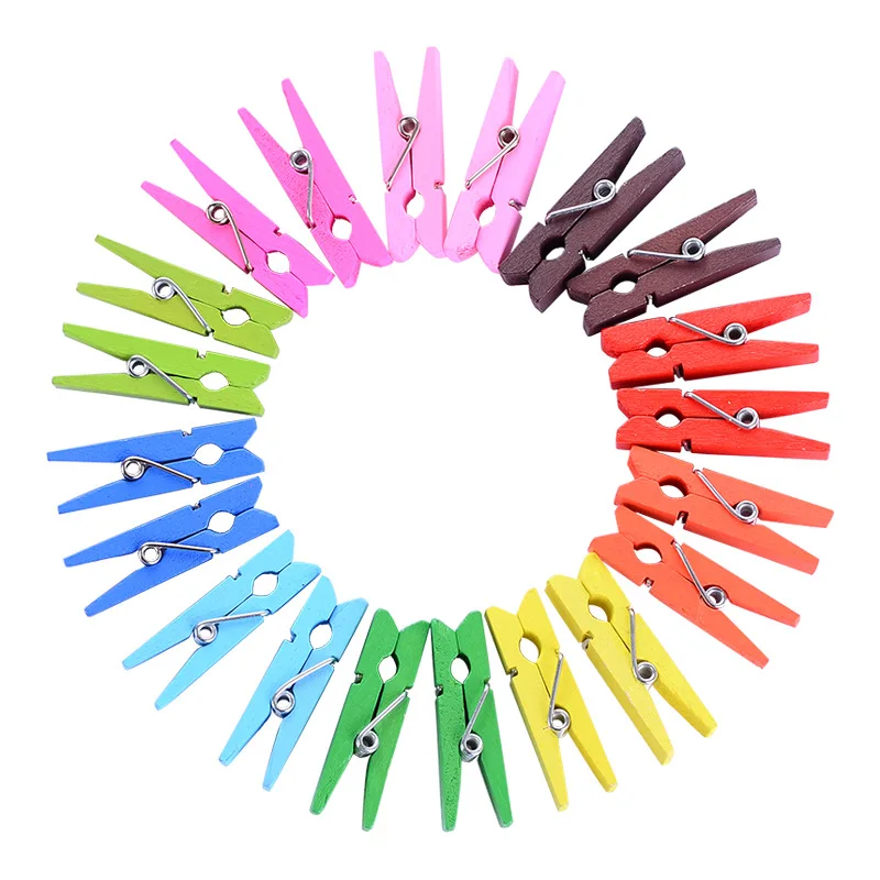 

50pcs DIY Many Colors Big Wood Clothes Clothespin Clips Office Party Decoration Accessories Photo Hanging Pegs Household Goods