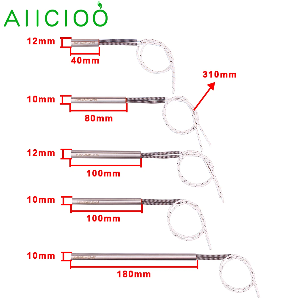 220V Cartridge Heater 150w/250w/300w/500w Electric Tubular Heating Element for Wood Pellet Stove 80mm/100mm/180mm 2pcs/5pcs/10pc