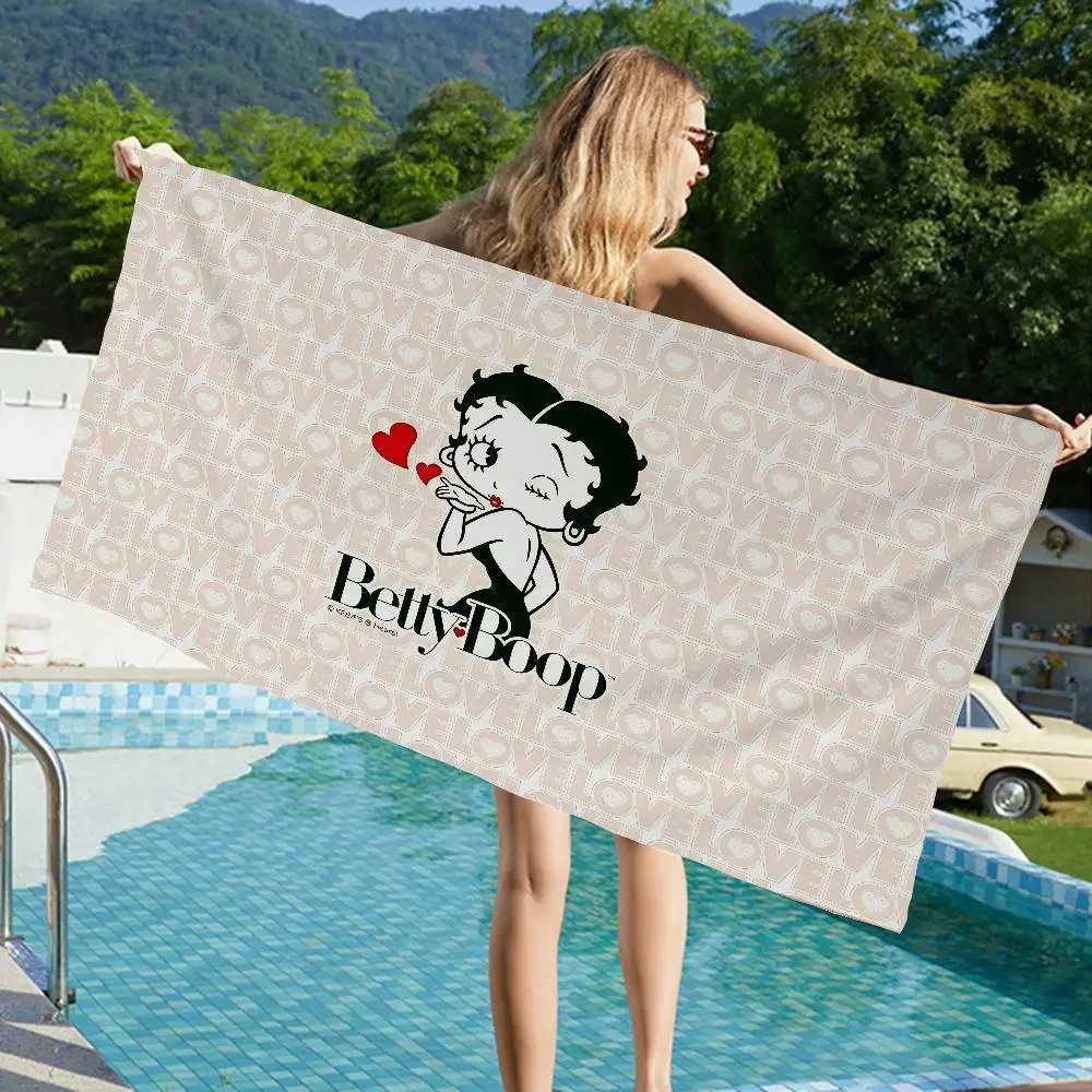 B-Betty Girl B-Boops Bath Towel Microfiber Soft Water Absorbing Breathable For Girl Kids Decorative Cartoon Beach Towel