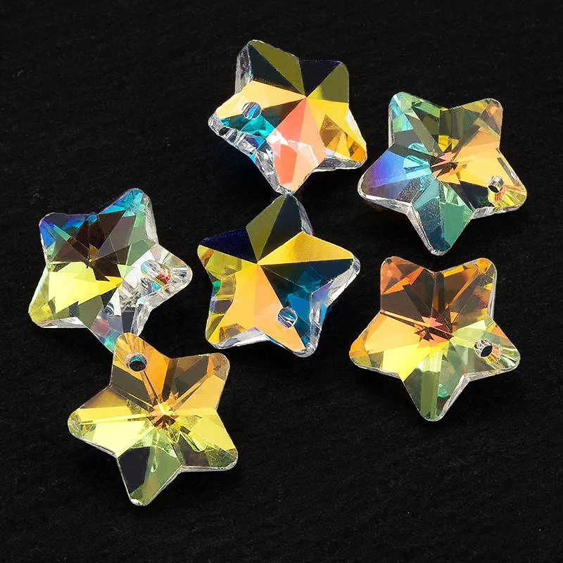 28PCS 14mm Crystal Pendant Beads AB Color Star Shaped Glass Beads for Jewelry Making Pentagram DIY Earrings Accessories Beads