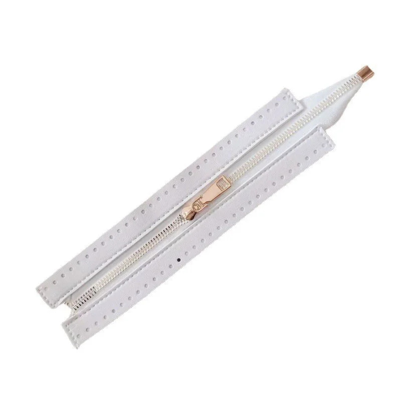 PU Leather Zipper Replaceable Sewing Metal Zipper For Woven Handbag Clothing Pocket DIY Handcraft Bag Accessories 24cmx5.5cm