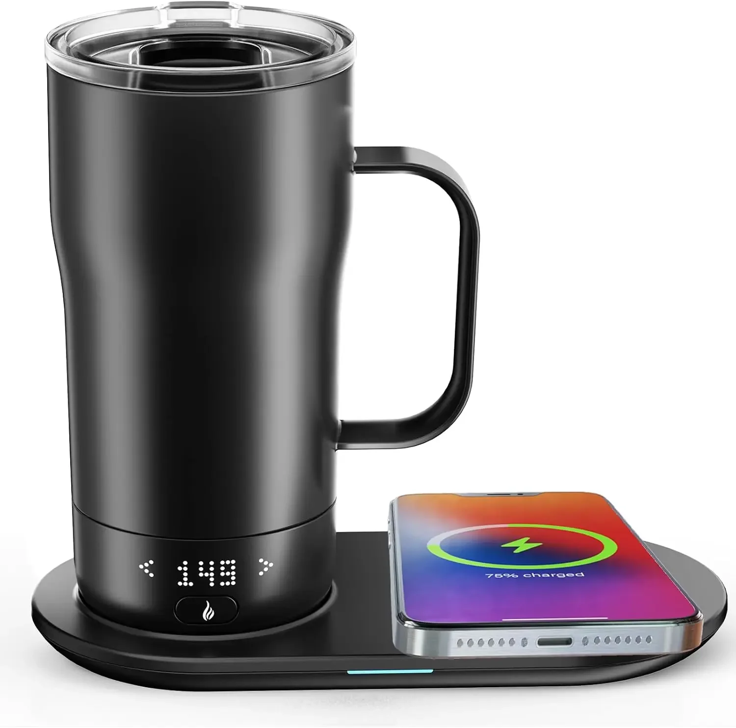 Self Heating Coffee Mug 18 Oz Temperature Control Heated Coffee Mug App Controlled Warmer Mug 5-10 Hour LED Display Keep Coffee