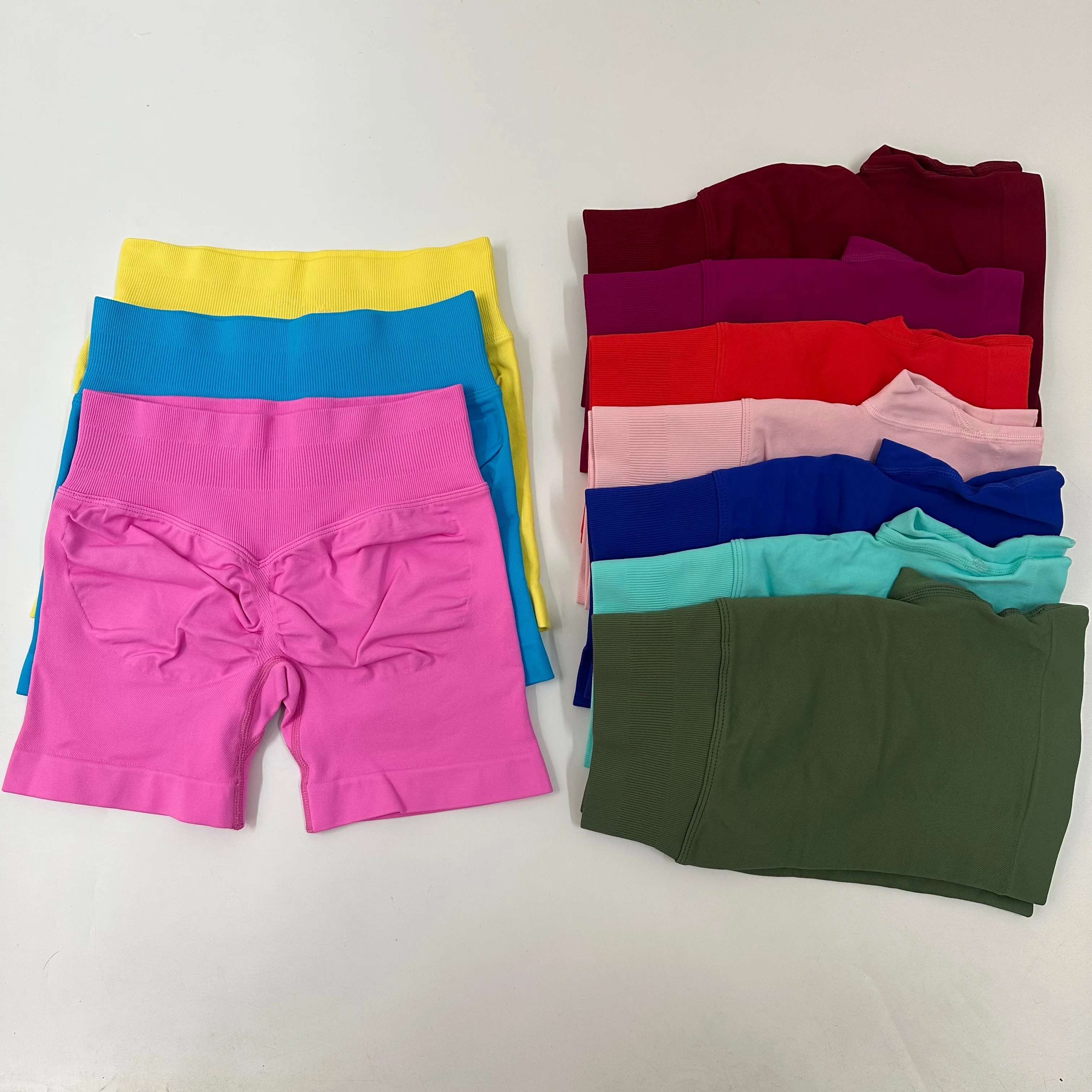 Yoga Shorts Low Ribbed Waist Band Yoga Shorts Seamless Scrunch Bum Workout Gym Shorts Booty Hight Stretch Running Shorts