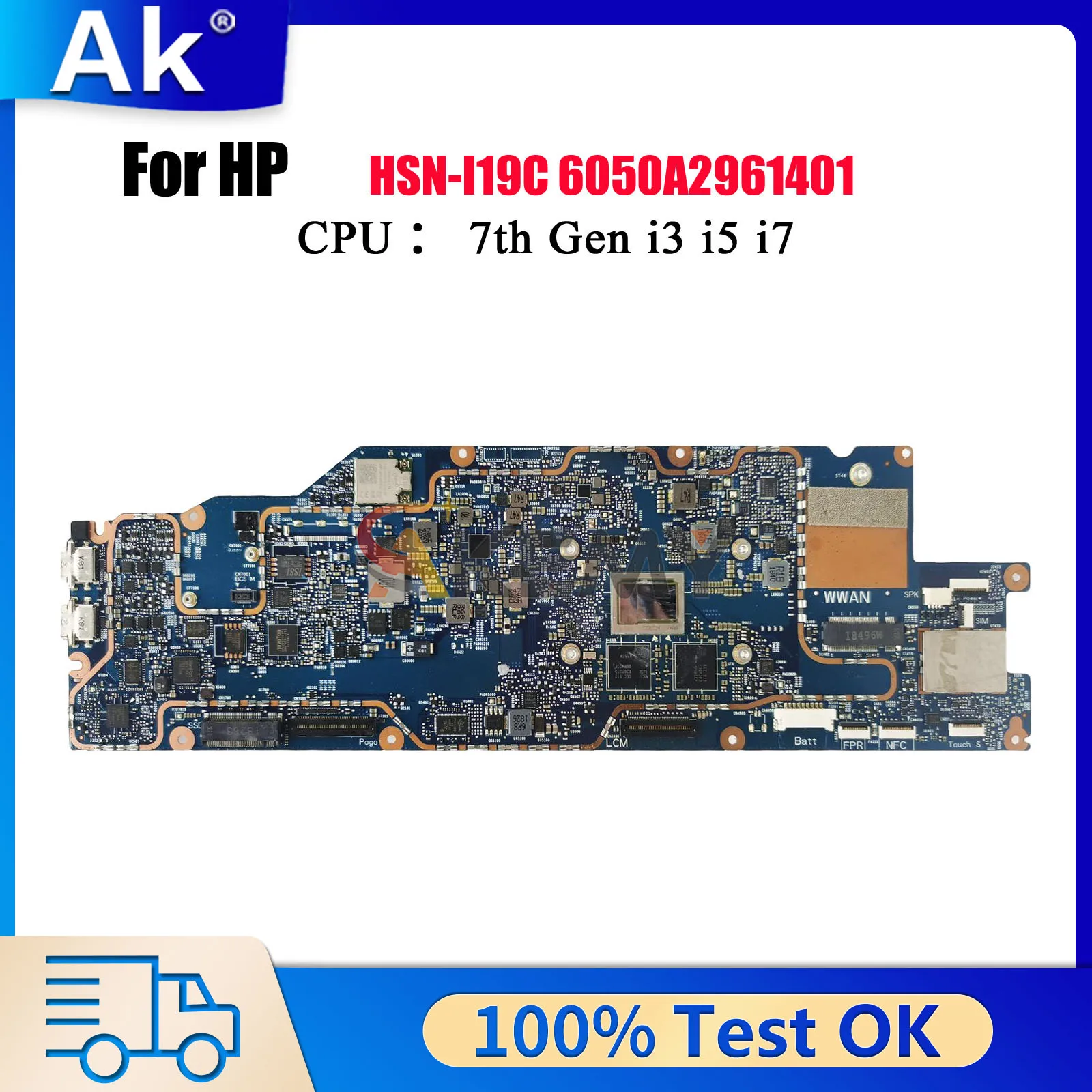 

6050A2961401 For HP Engage Go Laptop Motherboard L29467-301 L29467-001 With M3-7Y30 i5-7Y57 CPU 4GB RAM 100% Fully Tested
