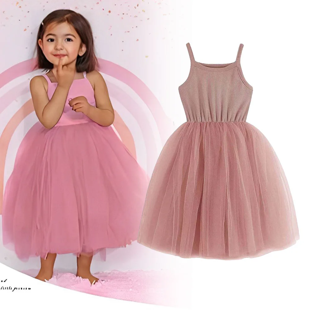 

Baby Girls Party Princess Dress Toddler Kid Child Tulle Sleeveless Tutu Dress Birthday Summer Solid Costumes for 2-6 Years old