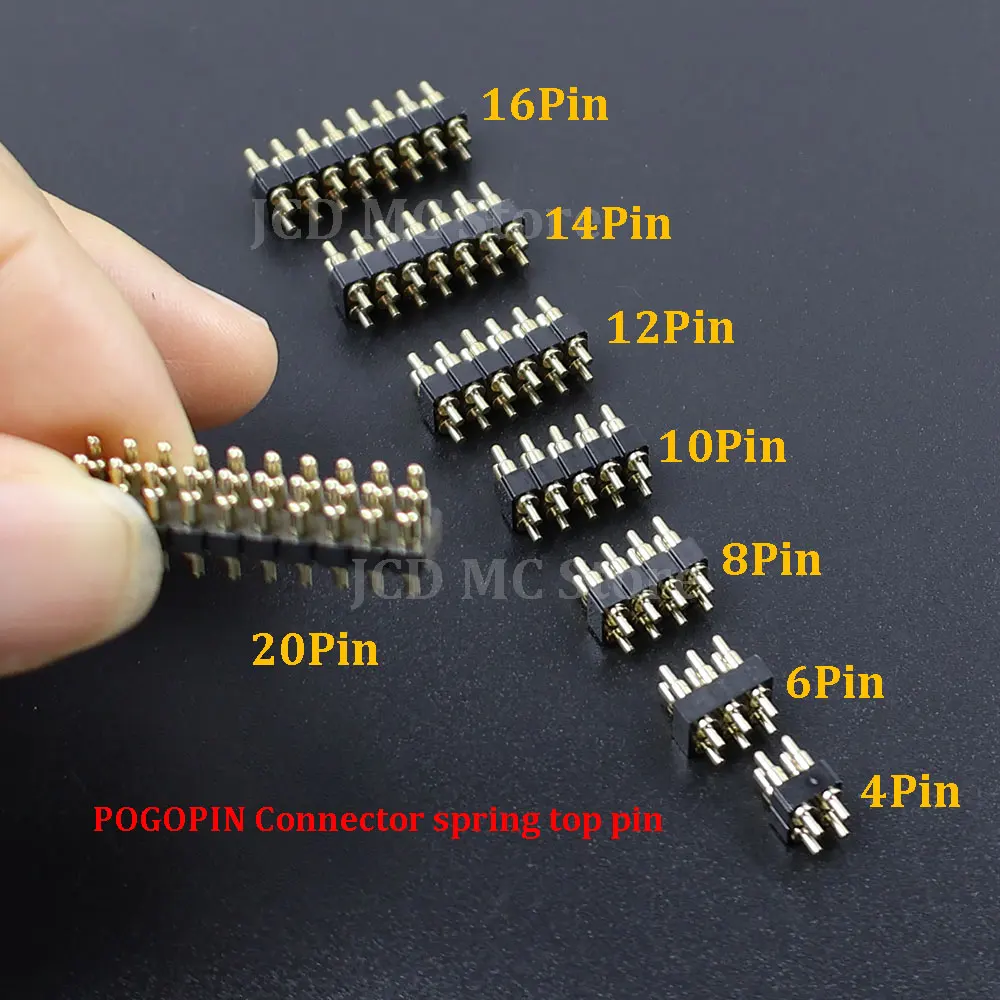 2.54 Pitch DIP POGOPIN connector spring top pin Charging Connector Power Supply Current Test Spring Pin 4/6/8/10/12/14/16/20 Pin