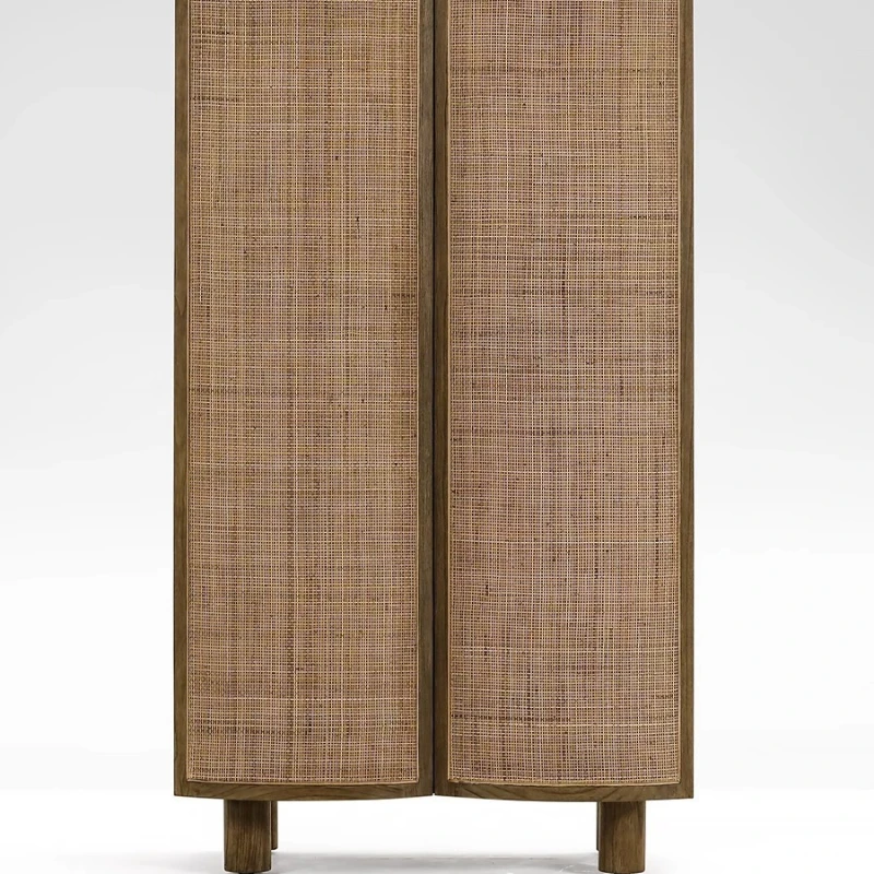 

Nordic solid wood rattan dining side , living room entrance , tea cabinet, drawer , modern simple log stor
