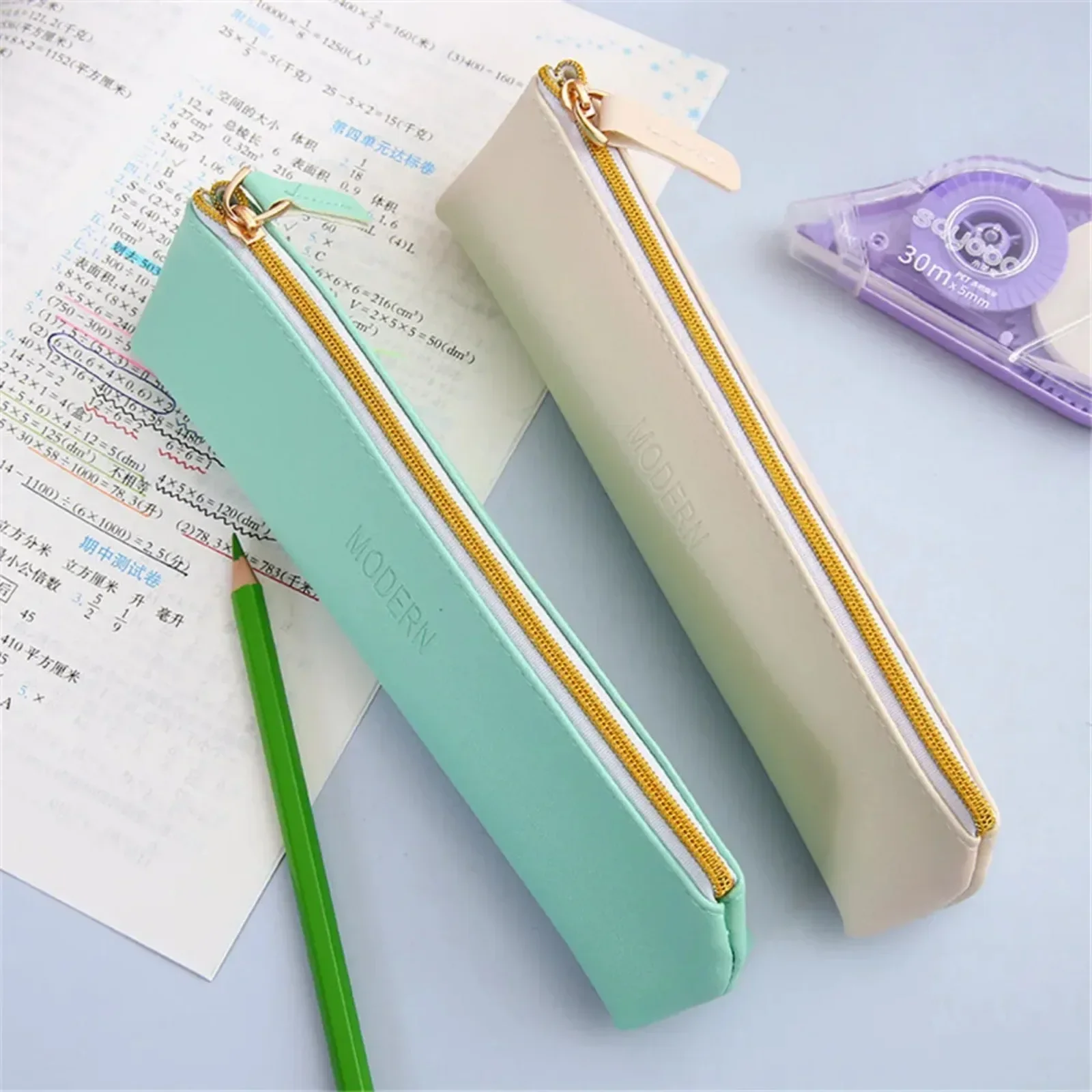 PU Leather Fast Drop Shipping Small Pencil Bag Cute School Stationery Storage Bag Girl Pen Case Student Pen Bag School Supplies