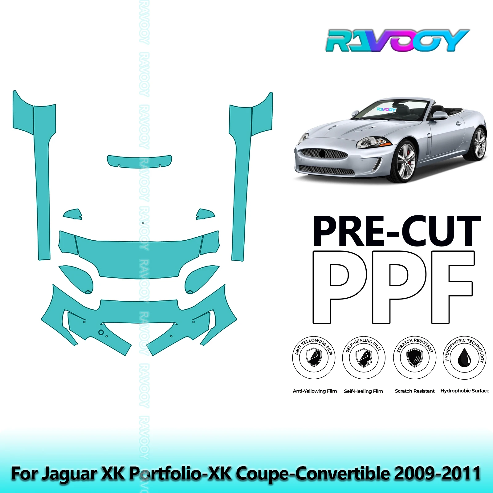 

8.5Mil Precut Paint Protection Film PPF Clear Bra Front Kit+Rockers For Jaguar XK Portfolio-XK Coupe-Convertible 2009-2011
