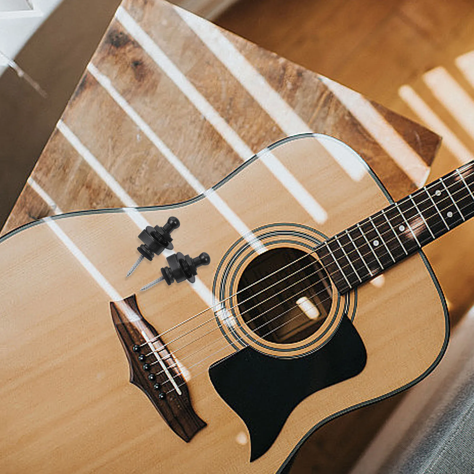 

2 Pcs Guitar Strap Lock Buttons Electric Buckle Locking Bass Straplock Locks Black