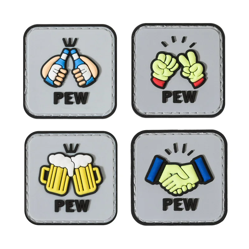 Friendship Series PVC Patches Handshake Cheers Badge Fist Bump Outdoor Tactical Bag Sticker Hook Patch 4.5CM