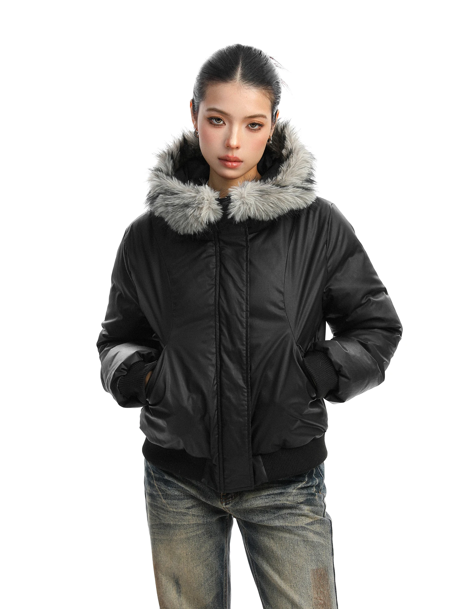 

Женская зимняя легкая теплая куртка BGOLD с отстегивающимся меховым воротником, наполненная 60% белым утиным пухом, хлопковая верхняя одежда