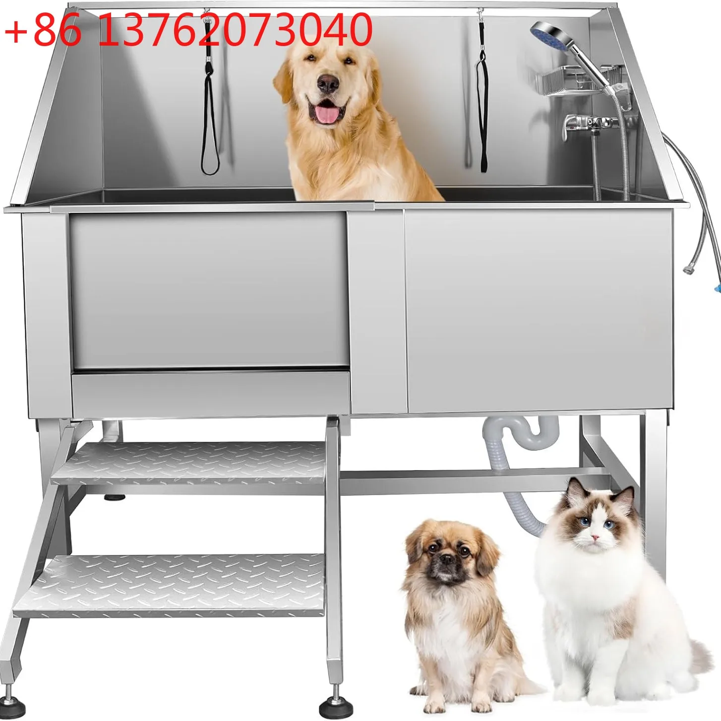 62-Inch commercial stainless steel pet shop pet bath large pet bathtub