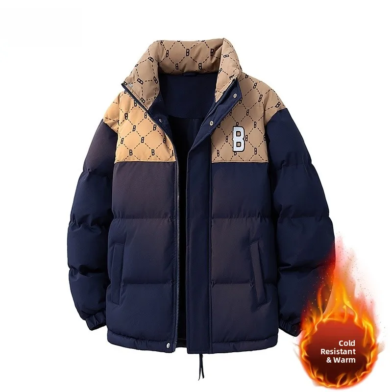 

Теплая хлопковая куртка мужская свободного кроя с воротником-стойкой, повседневная универсальная верхняя одежда для молодежи, из полиэфирного волокна, с капюшоном, на молнии