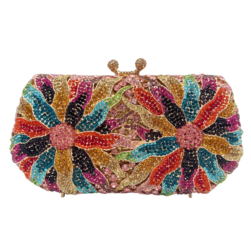 Hohle Chrysanthemen-Diamant-Abendtasche, Blumen-Bankett-Damentasche, Neu – Detail 6