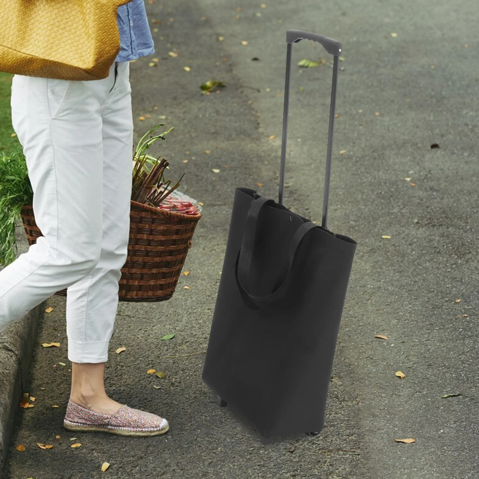 

Shopping Cart Folding for Groceries Foldable with Wheels Bag on Pull Handle Grocery Tie Rod