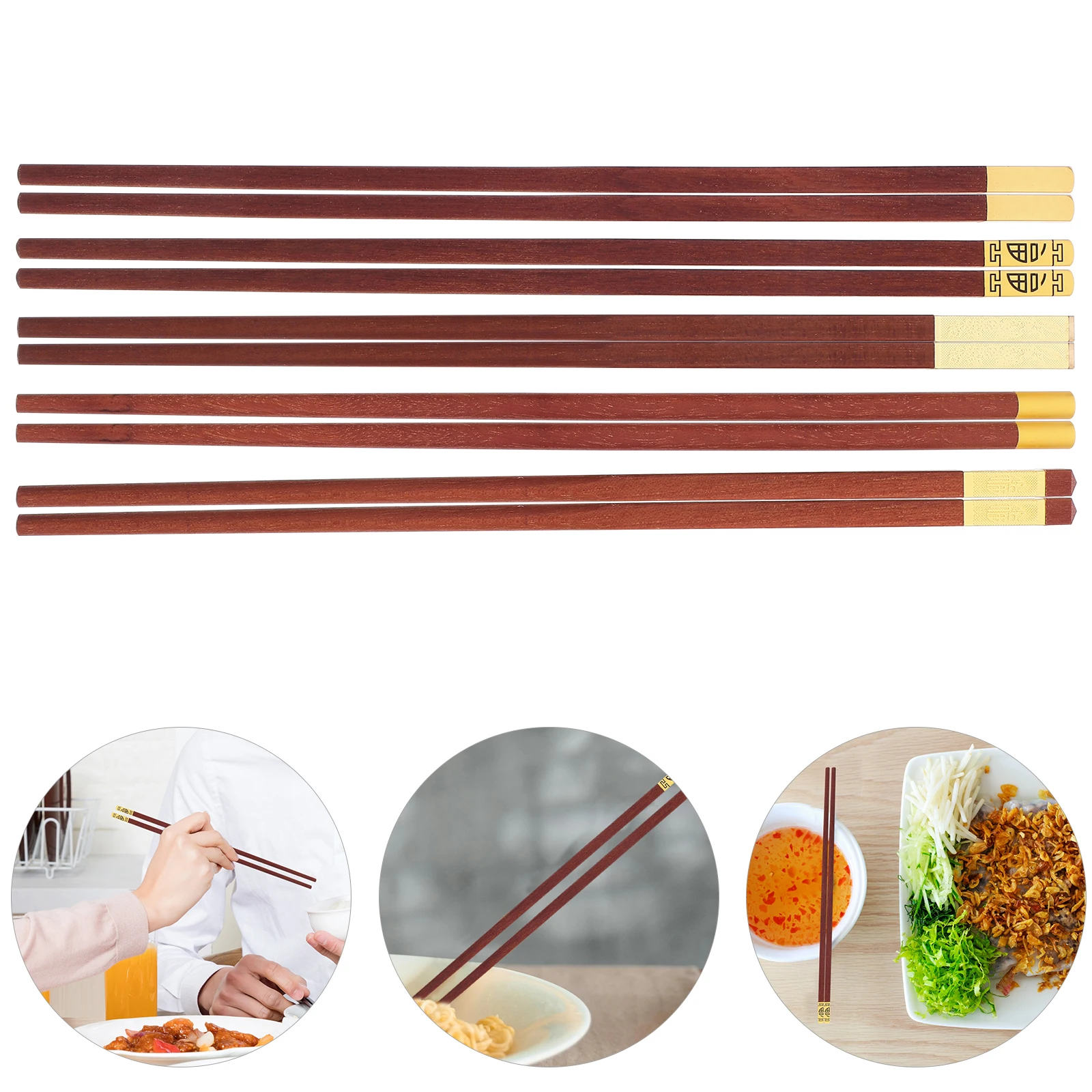 

5 Pairs S Chopsticks Reusable Hardwood Dinner H crafted Wooden Chopsticks Set Dinner Ideal Gifts