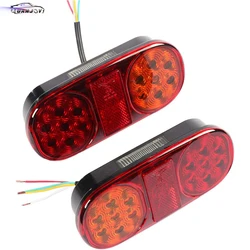 Yuanjoy 2Pcs 12V Trailer Rear Lights Set Brake Light for Caravan Van Truck Yellow+Red LED Stop Warning Indicator Lamps