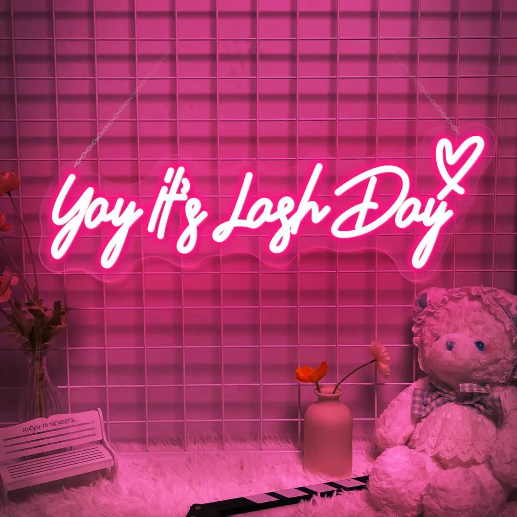 

YaY it's Lash Day Neon Led Sign Beauty Salon Decor Hair Neon Sign Nails LED Lamp Tattoo Studio Salon Neon Light Wall Decoration