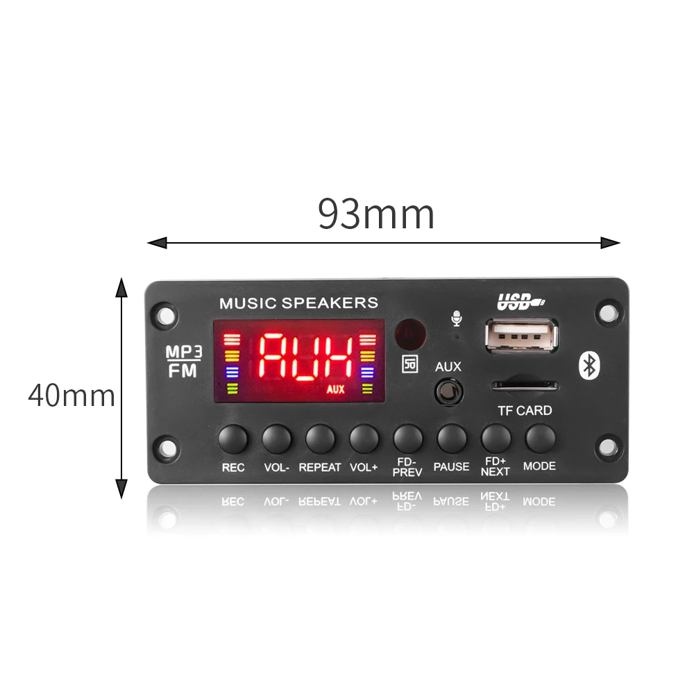 2*25W 50W Amplifier DC 7-15V MP3 Decoder Board Bluetooth 5.0 12V Car MP3 Player USB FM Call Recording Support Folder Switching