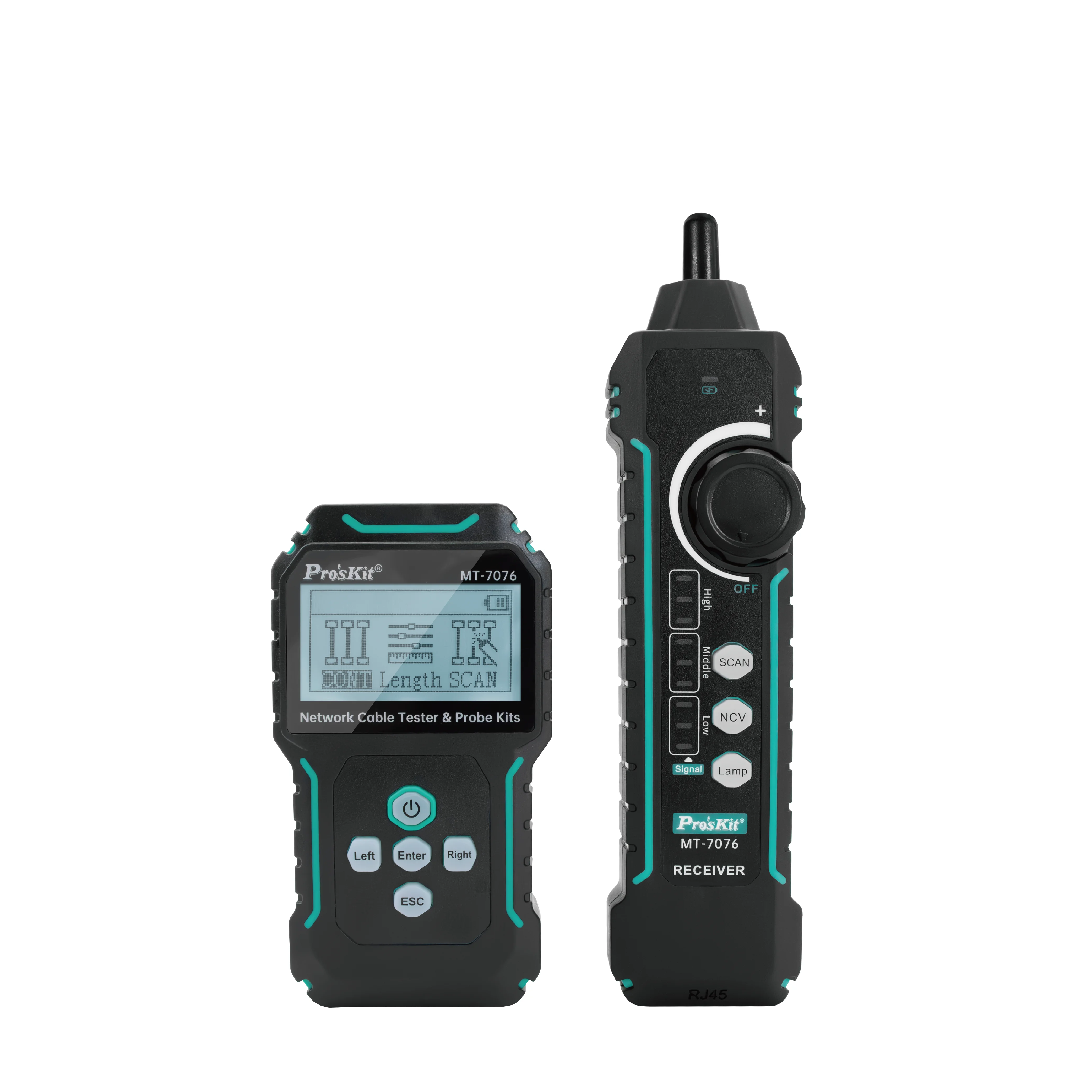 

Pro'sKit MT-7076 Network Cable Tester with LCD And Probe Kit for RJ45 Ethernet Cables Testing