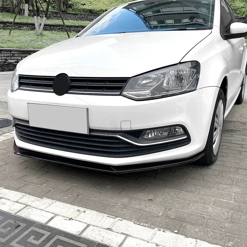 Front Bumper Lip Spoiler For Volkswagen Polo 6R 6C 2009-2017 Front Bumper Protector Lower Blade Splitter Car Styling