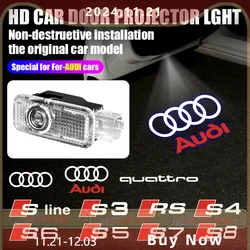 2 pçs led luzes de boas-vindas da porta do carro para audi a1 a3 8p 8v a4 a5 a6 a7 a8 q3 q5 q7 q8 s3 s4 c7 c6 b9 a4l sline tt logotipo lâmpada do projetor