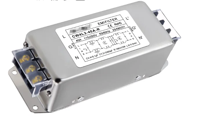 EMI single-phase AC filter 220V three-stage CW4L3-40A-R 40A anti-interference