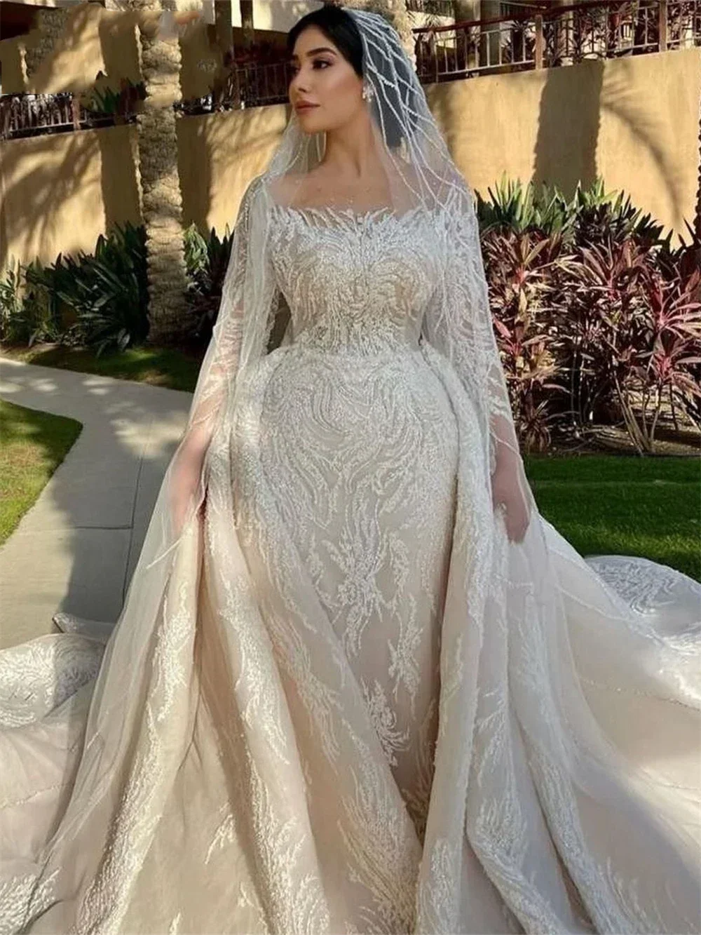 Vestido De Novia De manga larga personalizado, Vestidos De Novia De sirena con cuentas para mujer, vestido De Novia De lujo con lentejuelas, Vestidos De Novia 2024